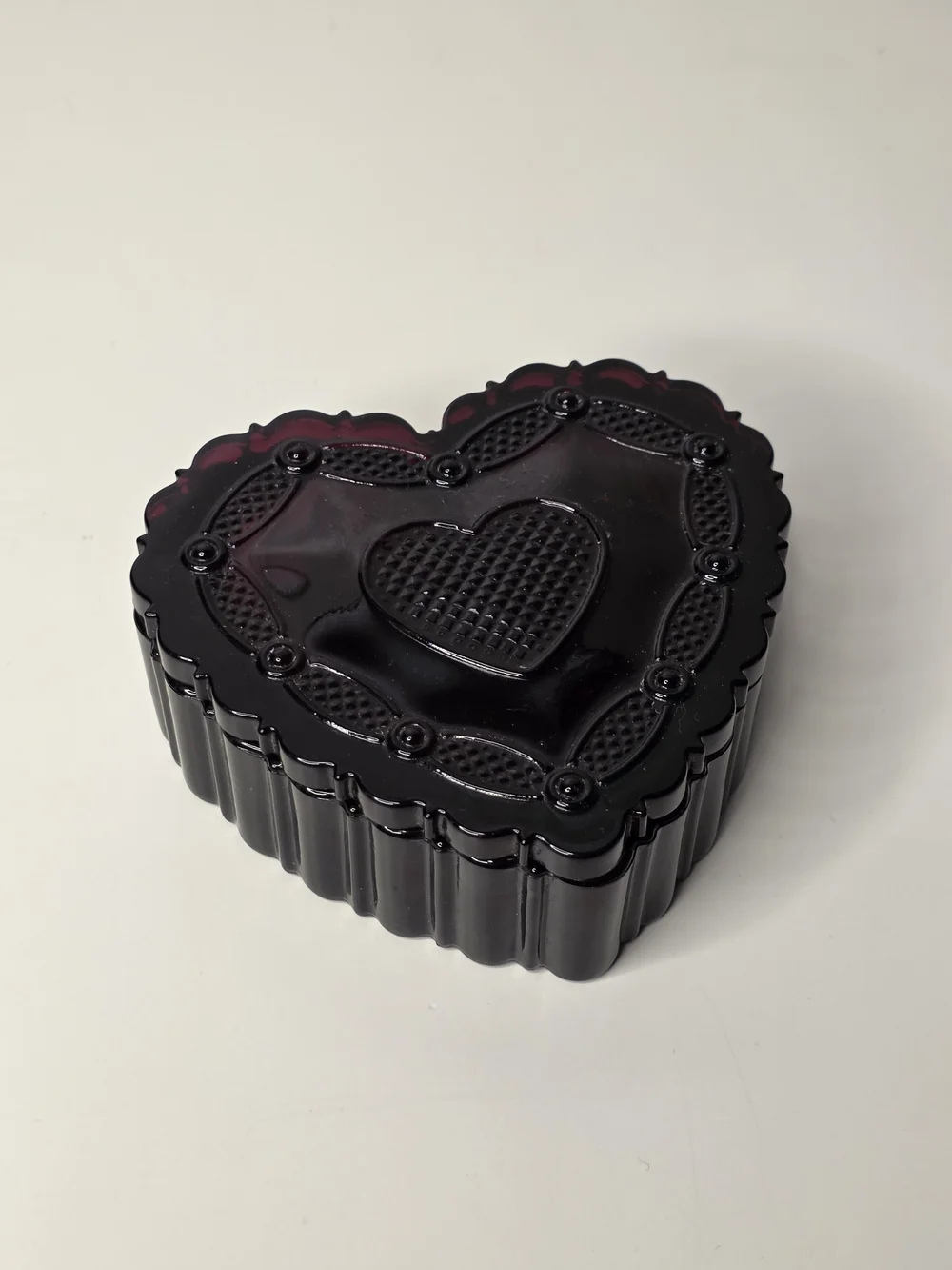 Vintage Avon Heart-Shaped Glass Trinket Box